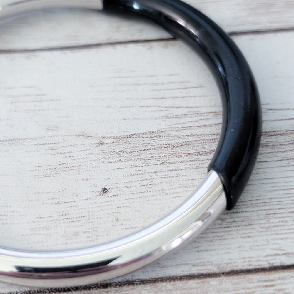 Vintage Statement Bracelet Silver Tone & Black Retro - Picture 7 of 8